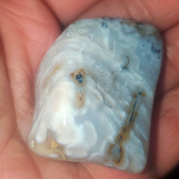 8th vein beautiful semi transparent Ocean Jasper Tumble with orbs. - Picture 10 of 12
